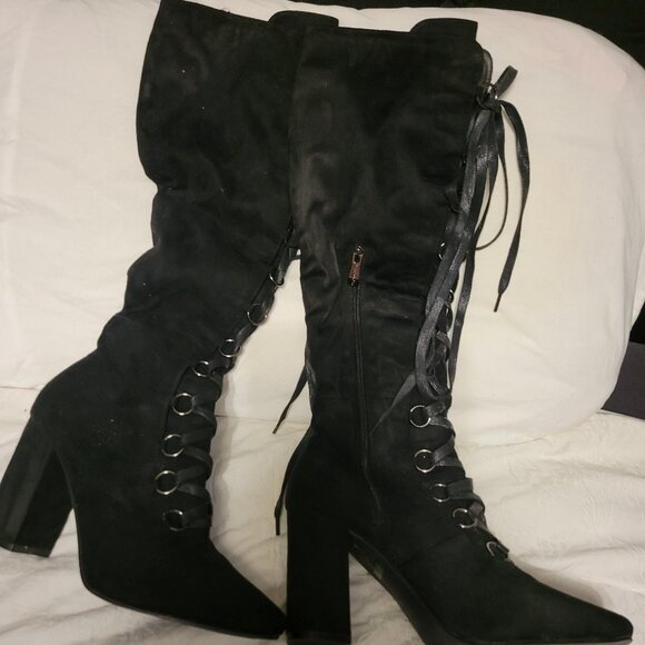 Black Knee High Boots - Picture 1 of 2